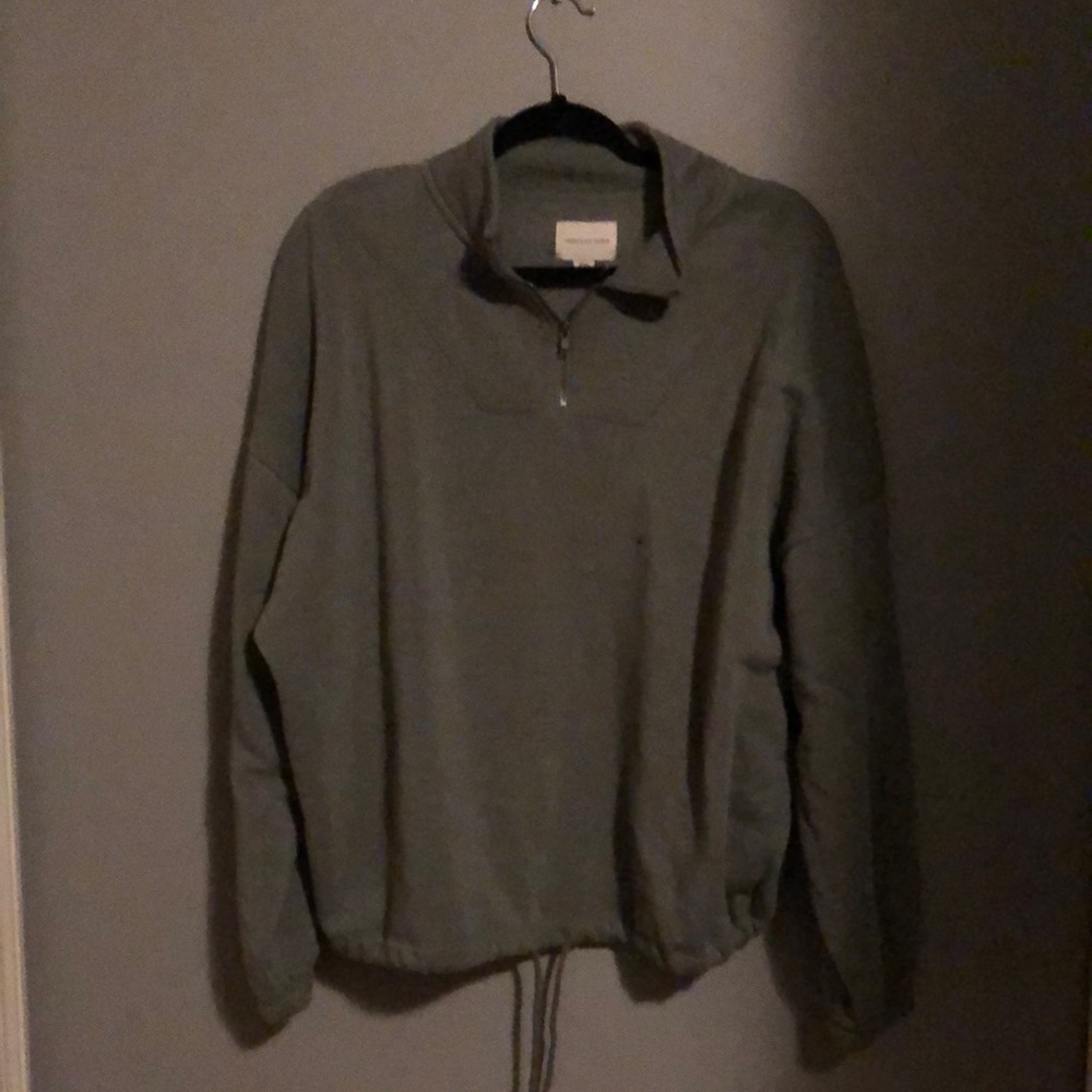 olive green quarter zip with tie